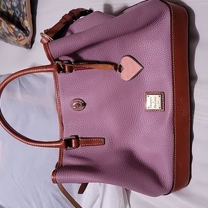 Pink and brown dooney and bourke hand bag